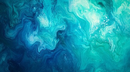 Aufkleber - Abstract blue and green swirls create a mesmerizing ocean-like texture.