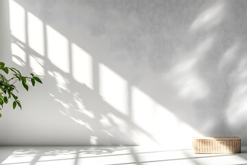 Wall Mural - wall interior background, studio and backdrops show products.with shadow from window color white and