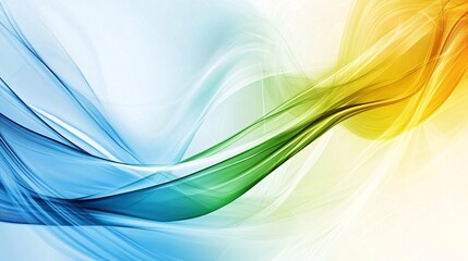 Poster - Abstract wavy lines in blue, green, and yellow hues create a serene and dynamic flow.