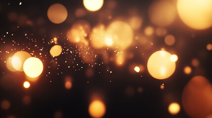 Poster - A mesmerizing display of golden bokeh lights against a dark background, creating a warm and dreamy atmosphere.