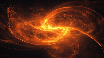 Aufkleber - A mesmerizing abstract design featuring swirling orange flames on a dark background.