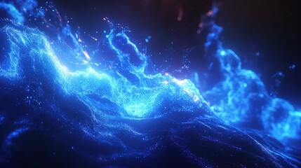 Poster - Futuristic Quantum Circuits with Blue Explosion in Flowing Lines