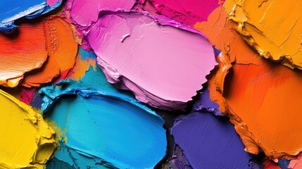Poster - Colorful paint samples arranged artistically on a textured background showcasing vibrant hues and creative potential for artistic projects.