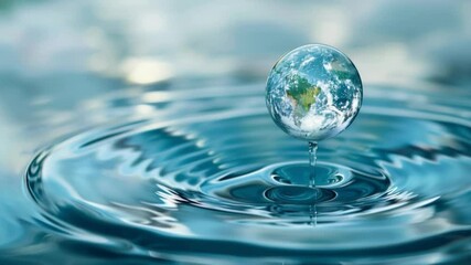 Sticker - A drop of water with a reflection of the Earth, a great video for environmental and conservation presentations.
