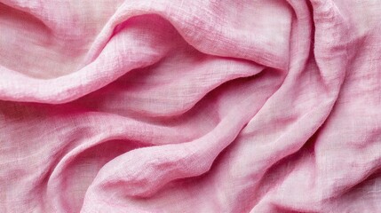 Poster - Soft pink natural linen fabric texture for elegant background designs and artistic compositions in photography and graphic projects.