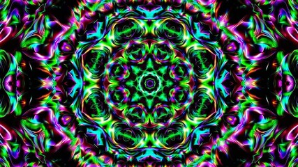 Poster - Colorful abstract kaleidoscope pattern with vibrant neon colors, digital art concept