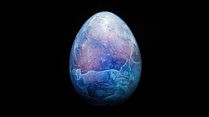 Poster - X Ray of a colorfully painted egg isolated on a dark background showcasing intricate texture and design elements for artistic visual appeal