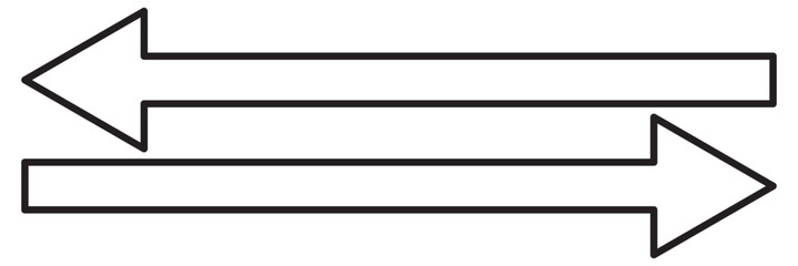 Poster - Set of black long straight arrows. Direction, navigation arrows, double arrow vector illustration