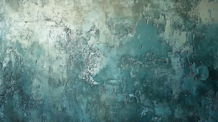 Poster - abstract textured background with distressed paint layers in shades of blue and green for use in des