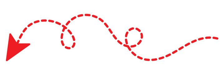 Poster - Long squiggle dashed, dotted line arrow vector icon