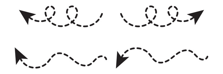 Poster - Curved dotted arrow. Zigzag arrow stripes design with dotted lines.