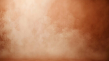 Wall Mural - Fog rolling softly into a solid muted terracotta backdrop, with diffused lighting highlighting softness