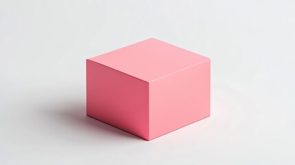 Poster - Pink square paper box on clean white background ideal for packaging design and branding mockups