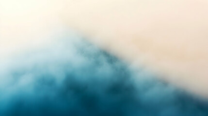 Wall Mural - fog softly rolling across a gradient cream and blue backdrop, captured with smooth and natural light