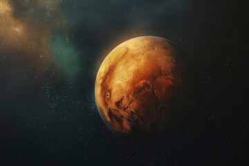 Wall Mural - Planet Mars on a dark background. Generative AI