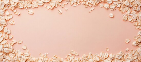 Poster - Peach Background with Irregular Oatmeal Borders Creating a Soft Text Space for Creative Design and Minimalist Aesthetic
