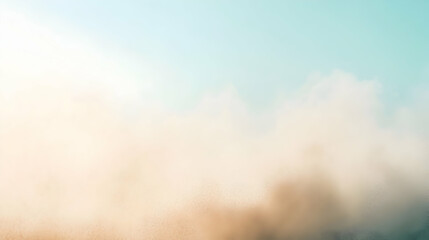 Wall Mural - mist particles dispersing softly against a pale sky blue and cream background, with diffused lightin