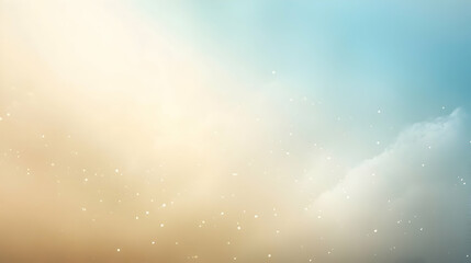 Canvas Print - mist particles floating softly into a gradient beige and sky blue background, softly illuminated for
