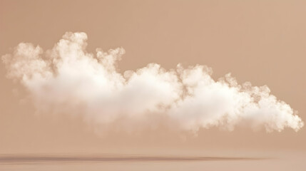 Wall Mural - steam clouds dispersing into soft trails against a solid warm beige background, with even and natura