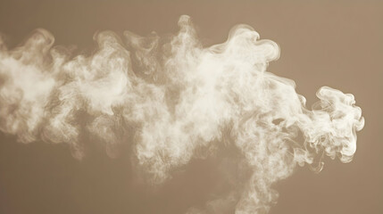 Wall Mural - steam clouds forming intricate patterns against a solid pastel taupe background, evenly illuminated
