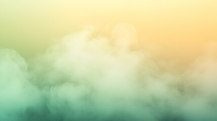 Wall Mural - steam clouds dispersing subtly against a muted pastel green and yellow background, diffused lighting