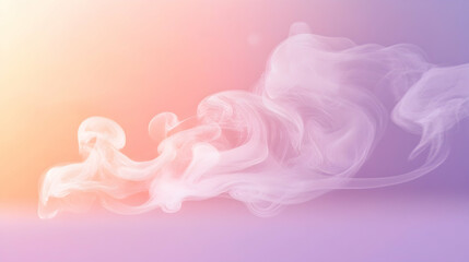 Wall Mural - steam forming gentle swirls against a plain lavender and coral backdrop, brightly lit for fine detai