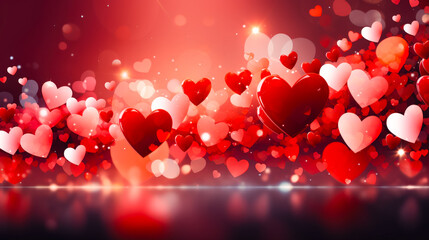 Poster - Colorful hearts fill the background with varying shades of red and pink, creating a festive atmosphere for love-themed celebrations