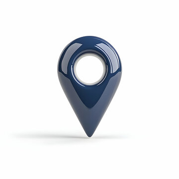 3D Glossy Dark Blue Location Pin Icon