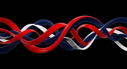 Poster - Dynamic red, blue, white abstract geometric shapes design background. 3D ribbons.