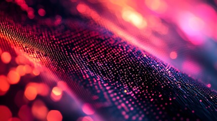 Aufkleber - Dynamic Digital Red and Pink Abstract Light Pattern with Bokeh Effects : Generative AI