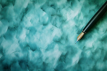 Poster - old blue green paper background with marbled vintage texture in elegant website or textured paper de