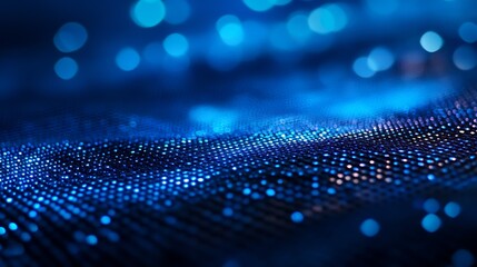 Poster - Blue Digital Wave Pattern Illustrating Futuristic Technology Light Effects : Generative AI