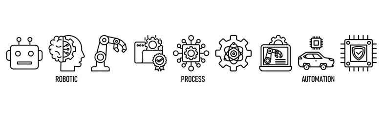 RPA concept banner icon contain of robotic, process, and automation vector illustration