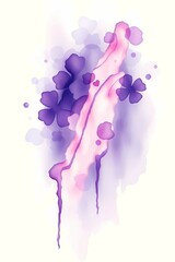 Poster - Flowers and abstract ink blots in purple and soft pink hues. Generative ai