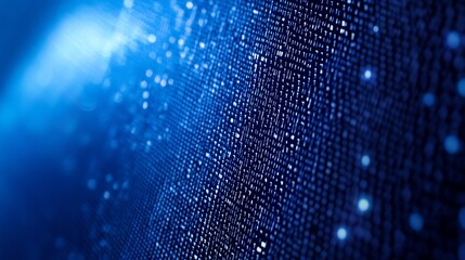 Poster - Dark Blue Digital Light Patterns on Vertical LED Screen Creating High-Tech IT Background : Generative AI