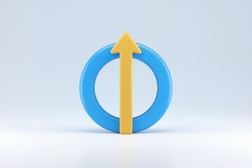Poster - Yellow upward arrow inside a blue circle; symbolizes growth, progress, and upward trend.