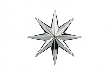 Poster - A sleek, metallic eight-pointed star, reflecting light.