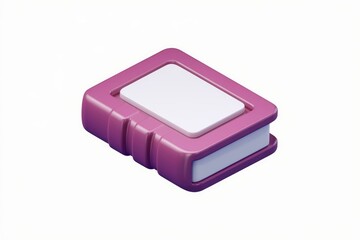 Aufkleber - A 3D rendering of a book icon, purple with a white cover, symbolizing digital reading or e-books.