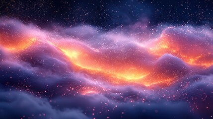 Wall Mural - Fiery cloudscape, cosmic dust, night sky, digital art, background