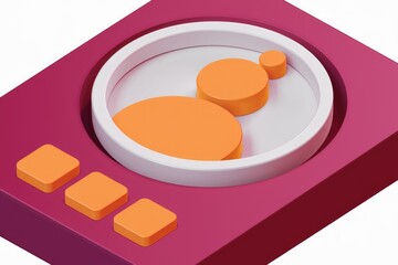 Aufkleber - Abstract 3D rendering of orange circles inside a pink device with buttons.