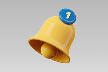 Poster - A yellow bell with a blue circle showing the number one, signifying a notification.