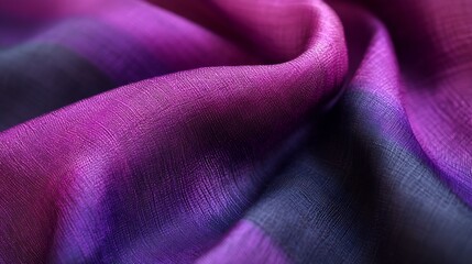 Aufkleber - Closeup of Luxurious Purple and Black Textile Fabric with Rich Texture and Flowing Folds : Generative AI