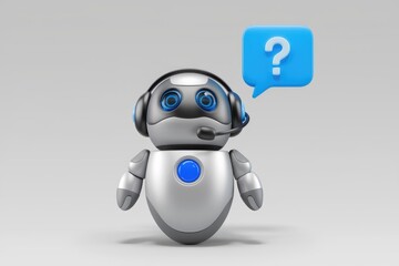 Poster - A friendly robot with a headset, ready to answer your questions and provide assistance.
