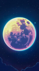 Wall Mural - a glowing moon radiating beautiful beams across a serene and calm night sky, the earth's satellite, 