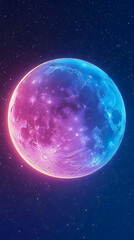 Wall Mural - a glowing moon, a very beautiful background with a moon shining in a grayish-purple color, offering 