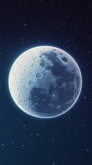 Wall Mural - an animated background of a large full moon in the night sky, filled with various stars, with a brig