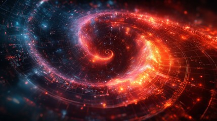 Wall Mural - a vibrant fibonacci spiral illustrating mathematical beauty in a cosmic landscape at night