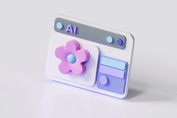 Aufkleber - AI-powered interface with a flower icon, suggesting user-friendly AI technology.