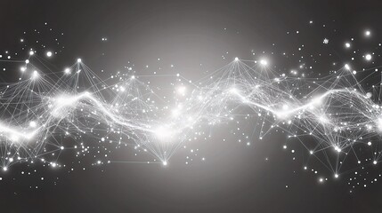 Poster - Abstract Technology Background with Grey and White Network Lines