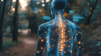 Poster - Human ribcage digital x-ray illustration showcasing augmented reality details in 4k resolution